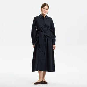 Universal Thread - Women's Long Sleeve Front Belted Maxi Shirtdress - Black